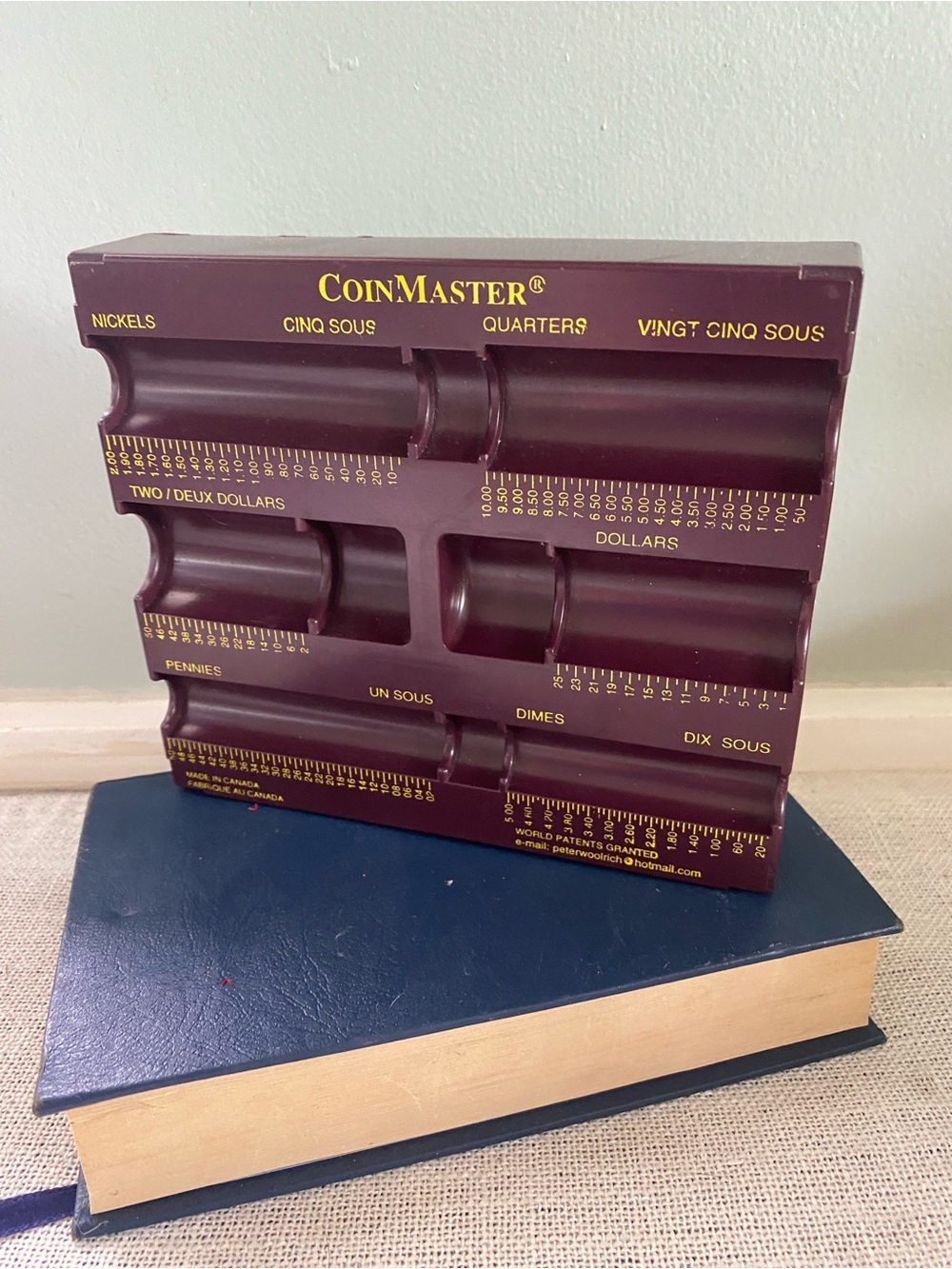CoinMaster Coin Sorter - Burgundy with Gold Lettering